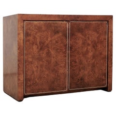 Vintage Burl Cabinet with Brass Inlay by Heckman Furniture