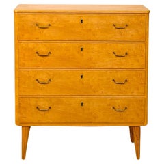 Vintage burl chest of drawers with metal handles