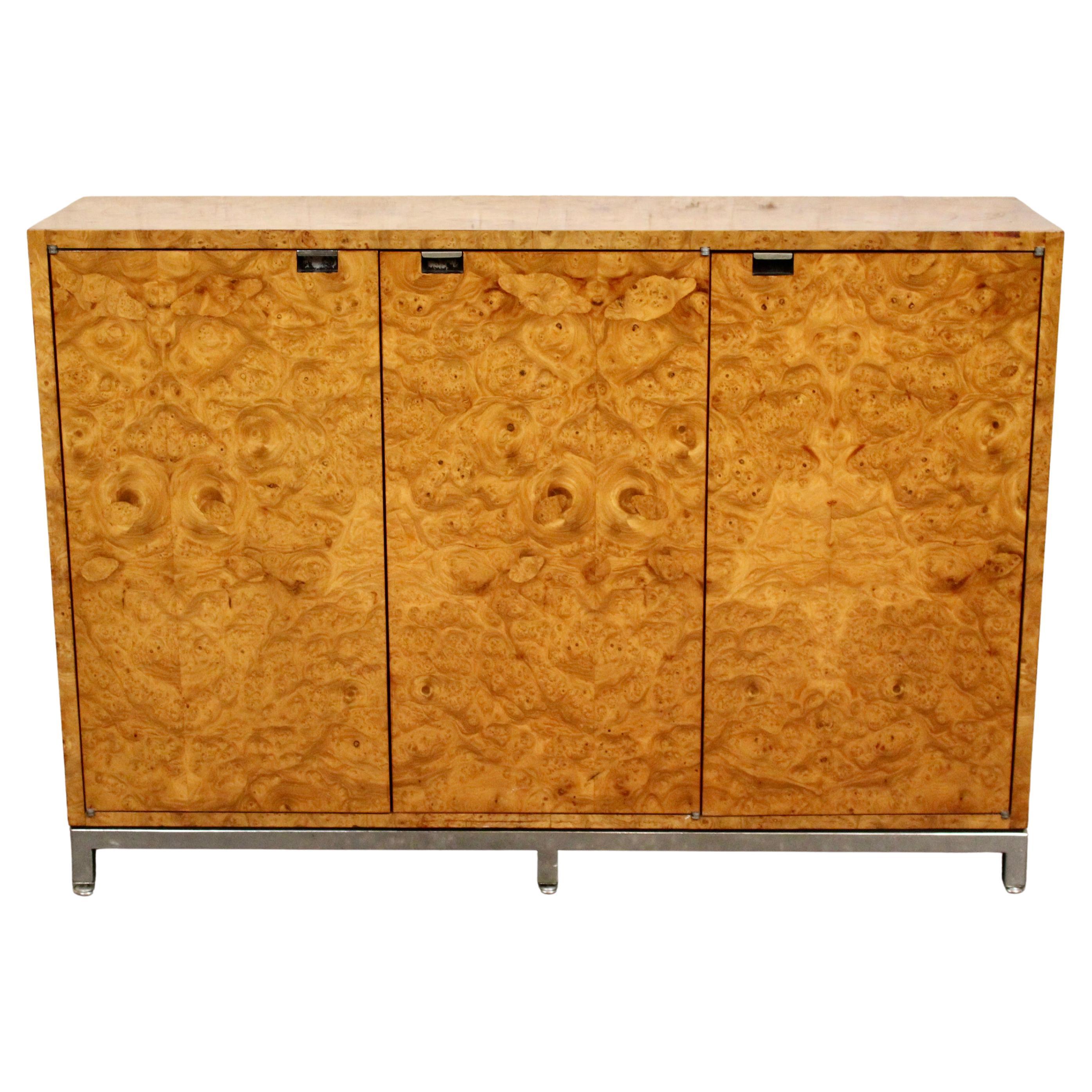 Hallenschrank aus Wurzelholz + Chrom nach Milo Baughman, Vintage im Angebot