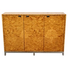 Vintage Burl + Chrome Hall Cabinet after Milo Baughman