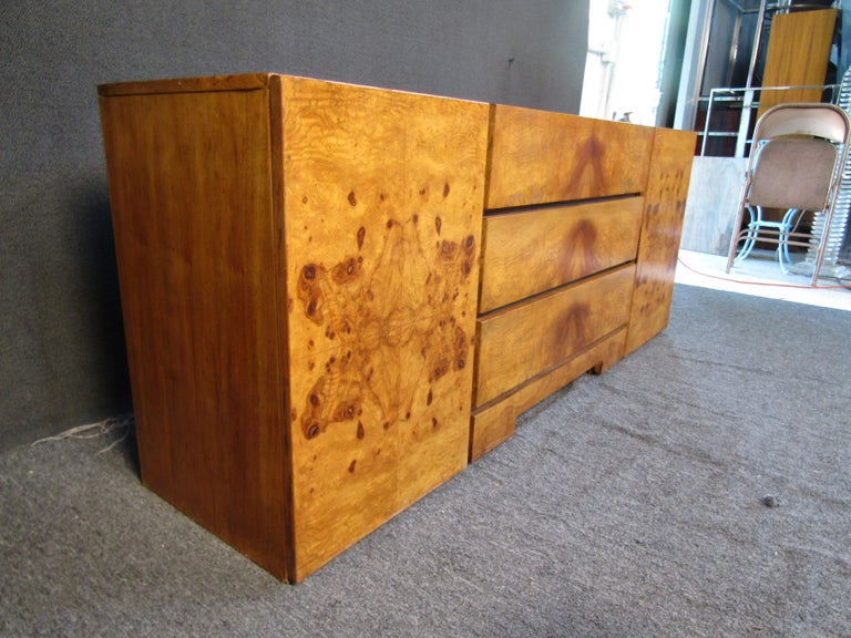 Vintage Burl Credenza in the style of Milo Baughman For Sale 6