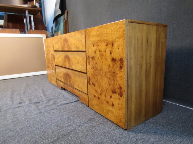 Vintage Burl Credenza in the style of Milo Baughman For Sale 10