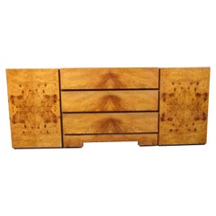 Vintage Burl Credenza in the style of Milo Baughman