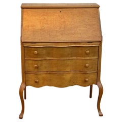 Vintage Burl Drop-Front Secretary Desk