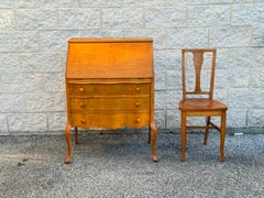 Vintage Burl Drop-Front Secretary Desk
