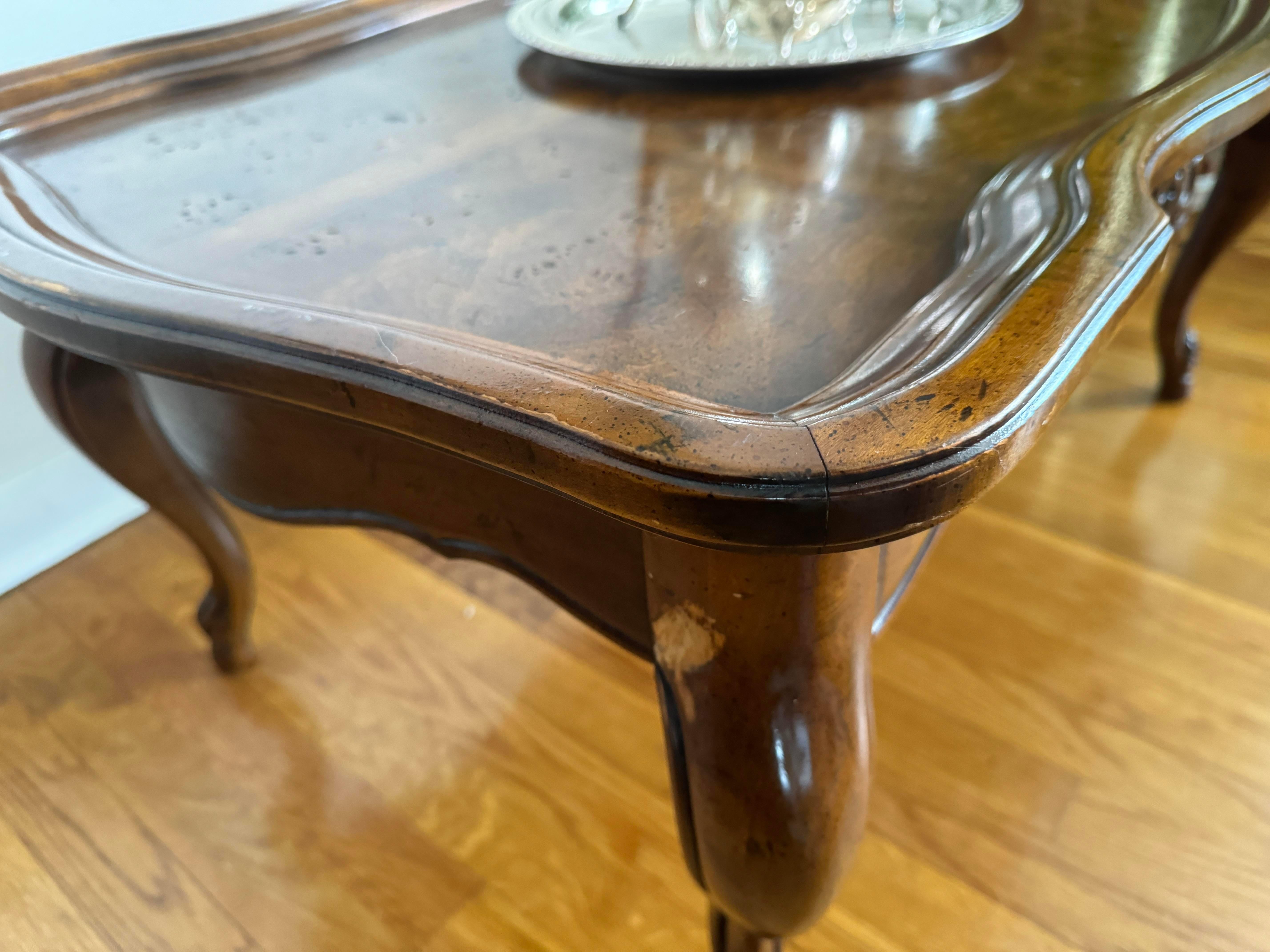 American Vintage Burl French Country Coffee Table by Drexel