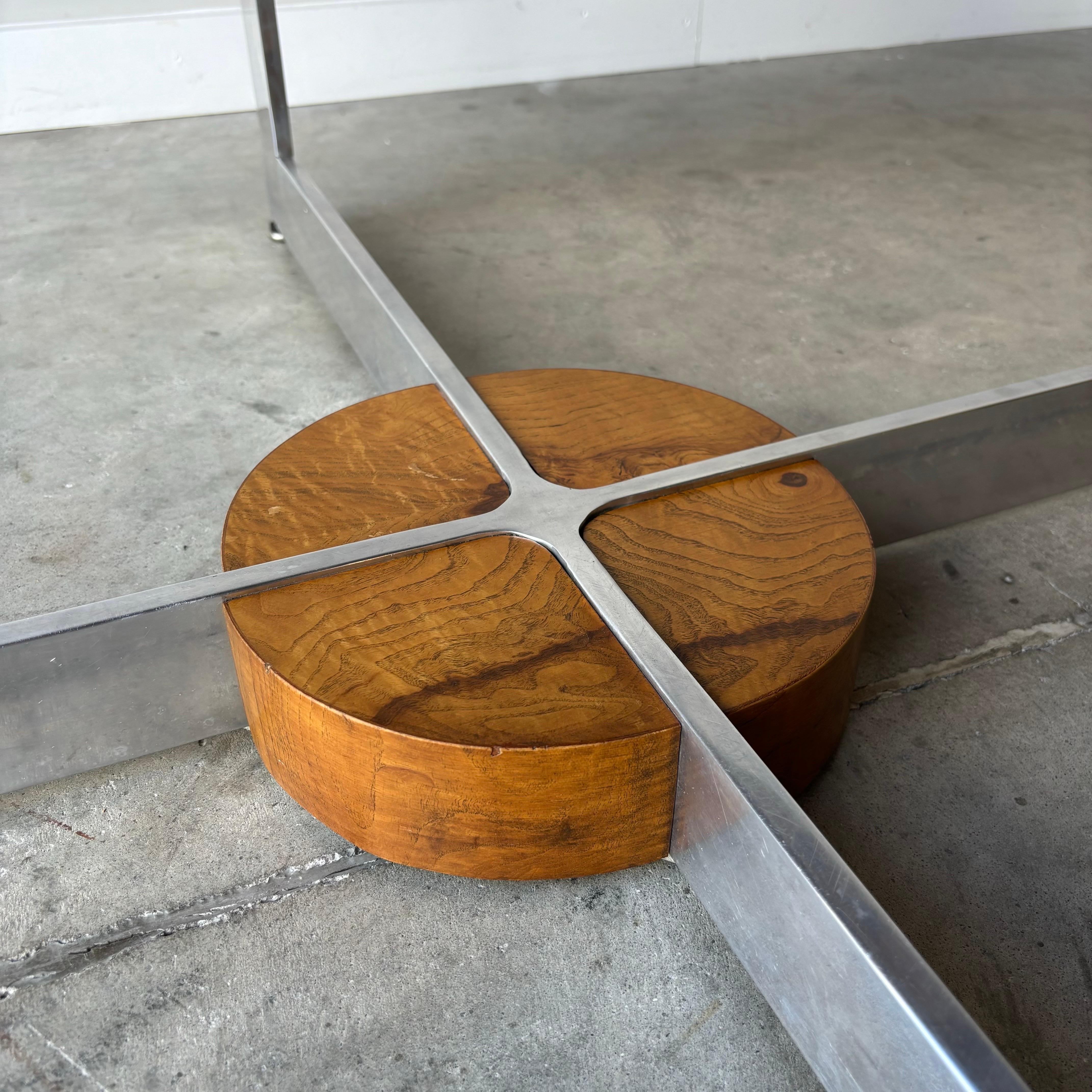 Mid Century Modern, Milo Baughman Style Burl Game Table For Sale 2