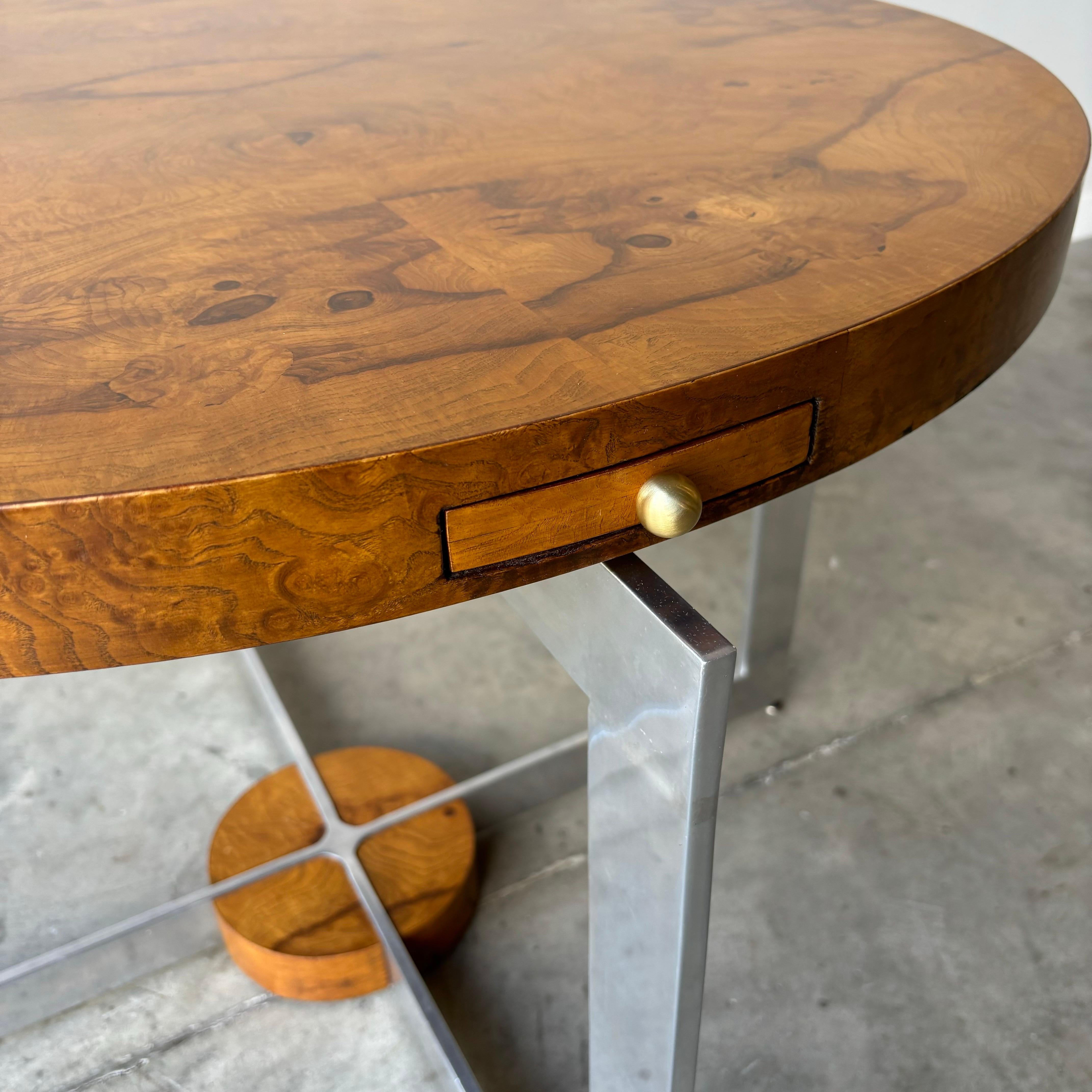 Mid Century Modern, Milo Baughman Style Burl Game Table For Sale 3