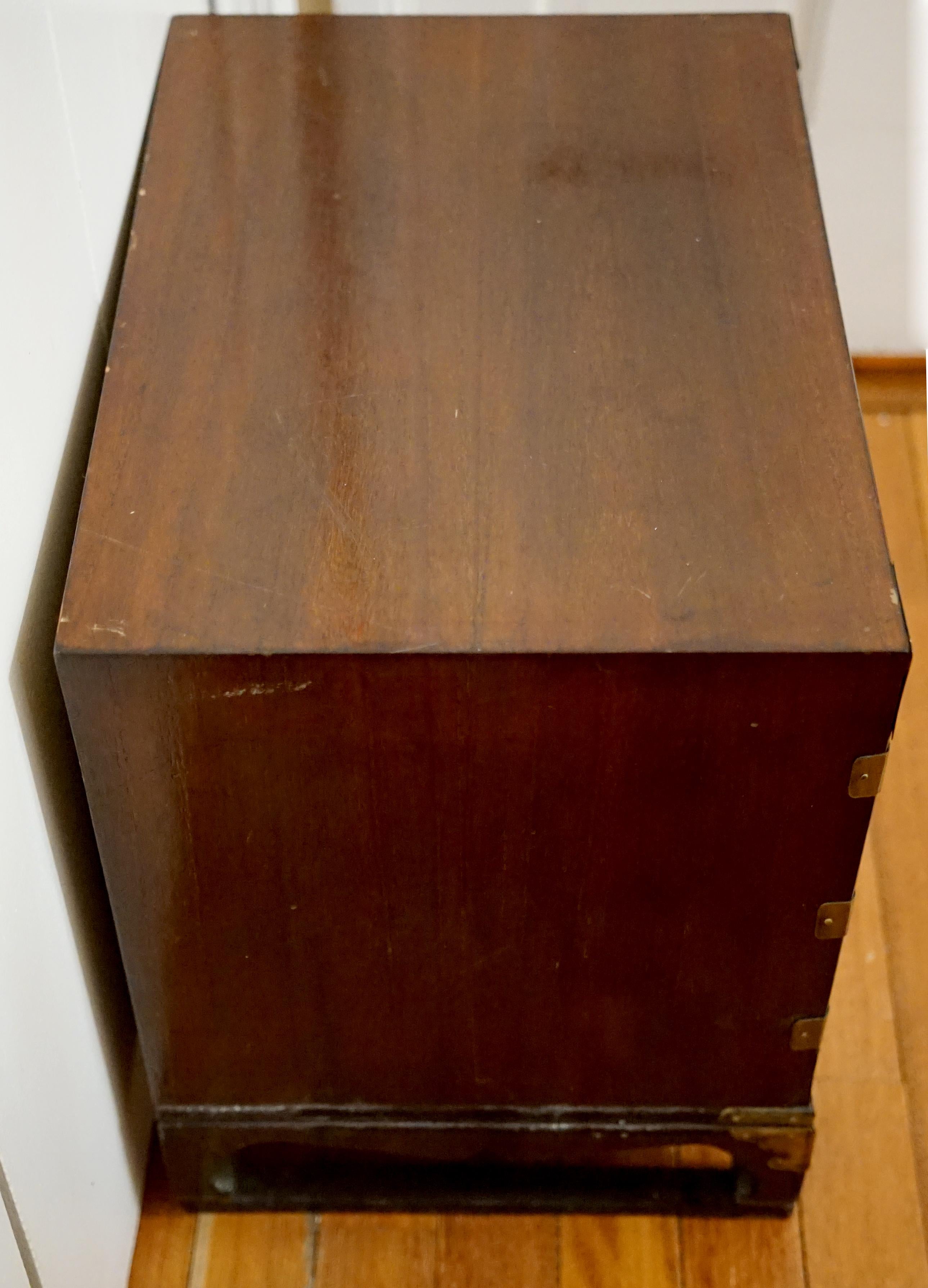 Vintage Burl Mahogany Tansu Chest with Paper Antique Calligraphy Lining For Sale 7