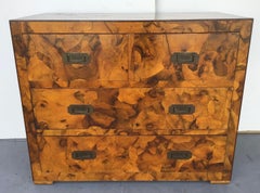 Vintage Burl Walnut Campaign Chest