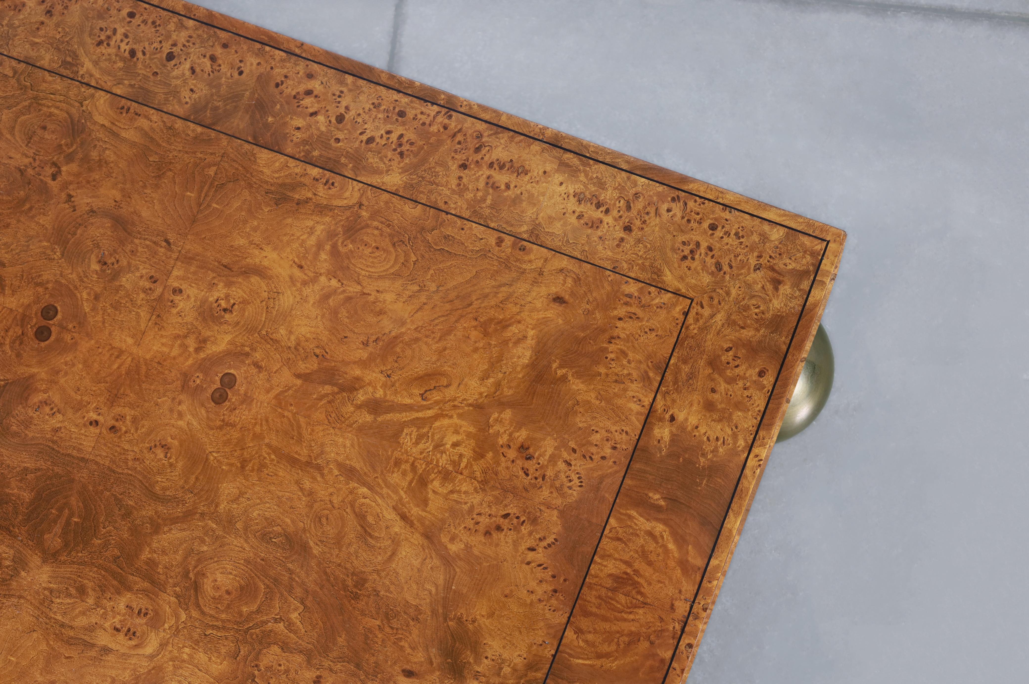 Vintage Burl Wood and Brass Coffee Table im Angebot 4