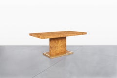 Vintage Burl Wood and Brass Dining Table by Thomasville
