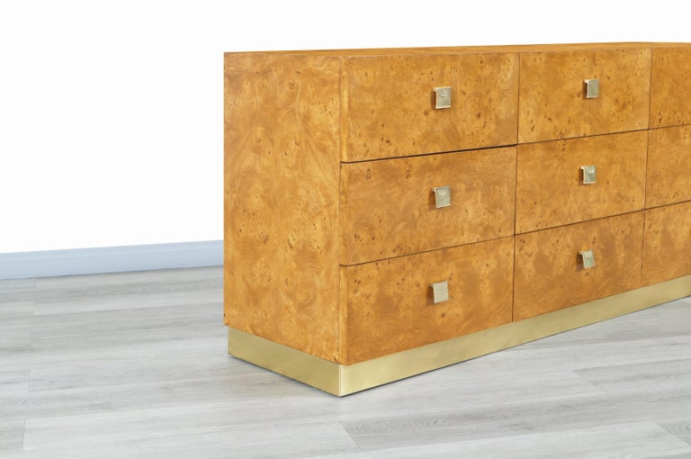 Vintage Burl Wood and Brass Dresser by Founders at 1stDibs burl dresser