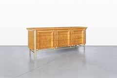 Vintage Burl Wood and Brass Dresser by J.L. Metz