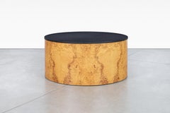 Vintage Burl Wood and Granite "Drum" Coffee Table by Paul Mayen