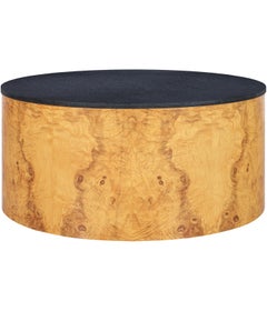 Vintage Burl Wood and Granite “Drum” Coffee Table