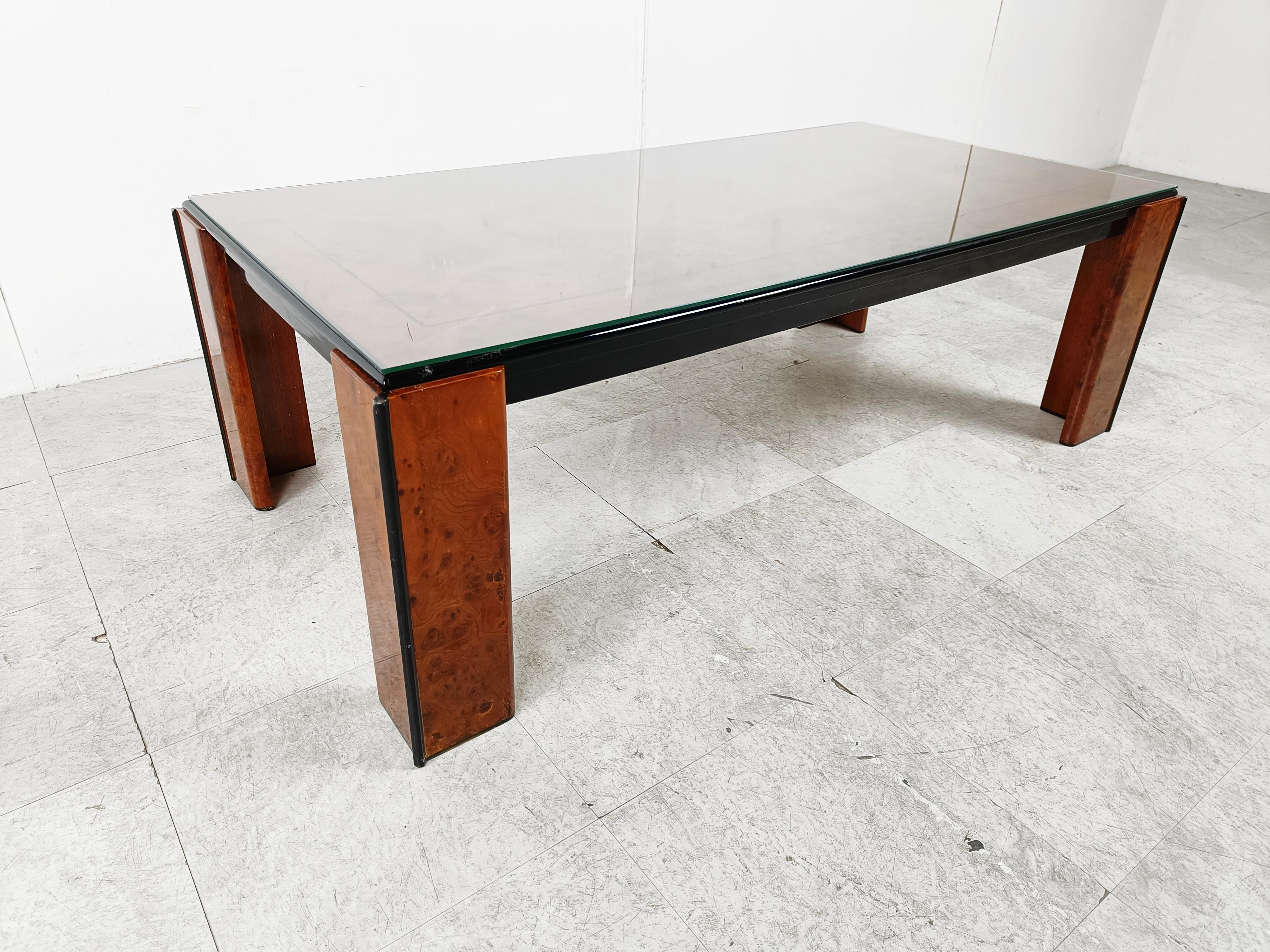 Late 20th Century Vintage Burl Wood and Lacquer Coffee Table, 1970s