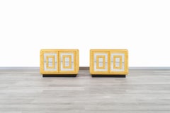 Vintage Burl Wood and Mirrored Nightstands by Romweber