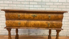 Vintage Burl Wood Biedermeier Style 2 Drawer Side Table by Baker Furniture Co.