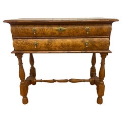 Retro Burl Wood Biedermeier Style 2 Drawer Side Table by Baker Furniture Co.