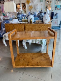 Vintage Burl Wood Burlwood Server Bar Cart Milo Baughman Style Brass Castors