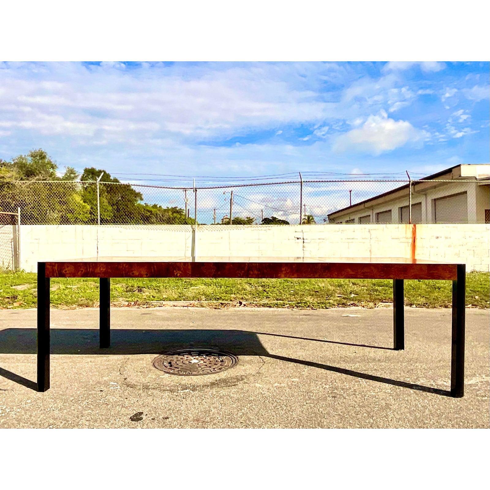 Vintage Burl Wood Century Furniture Dining Table In Good Condition In west palm beach, FL