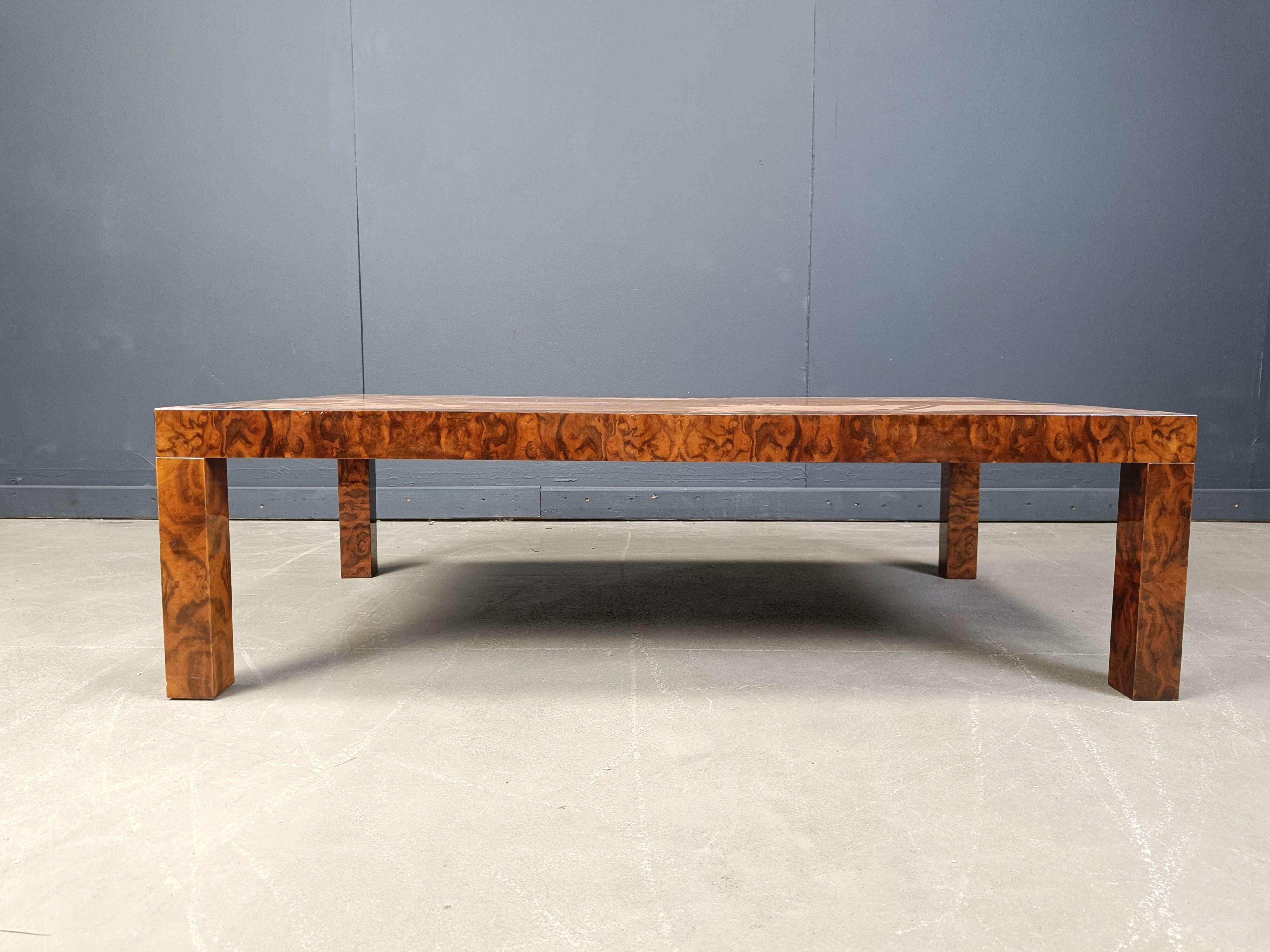 Fin du 20e siècle Table basse vintage en ronce de bois, années 1970 en vente
