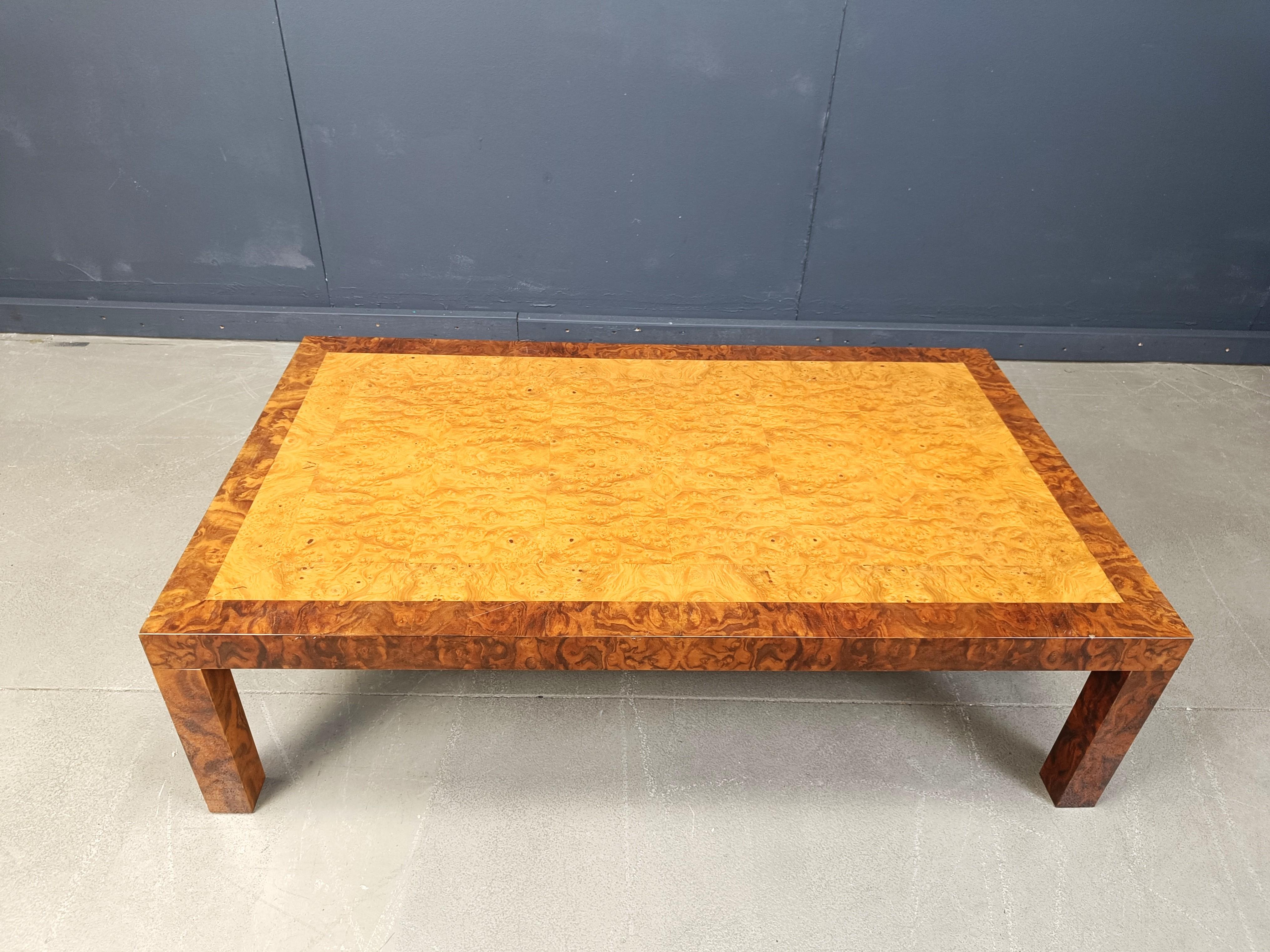 Table basse vintage en ronce de bois, années 1970 en vente 2