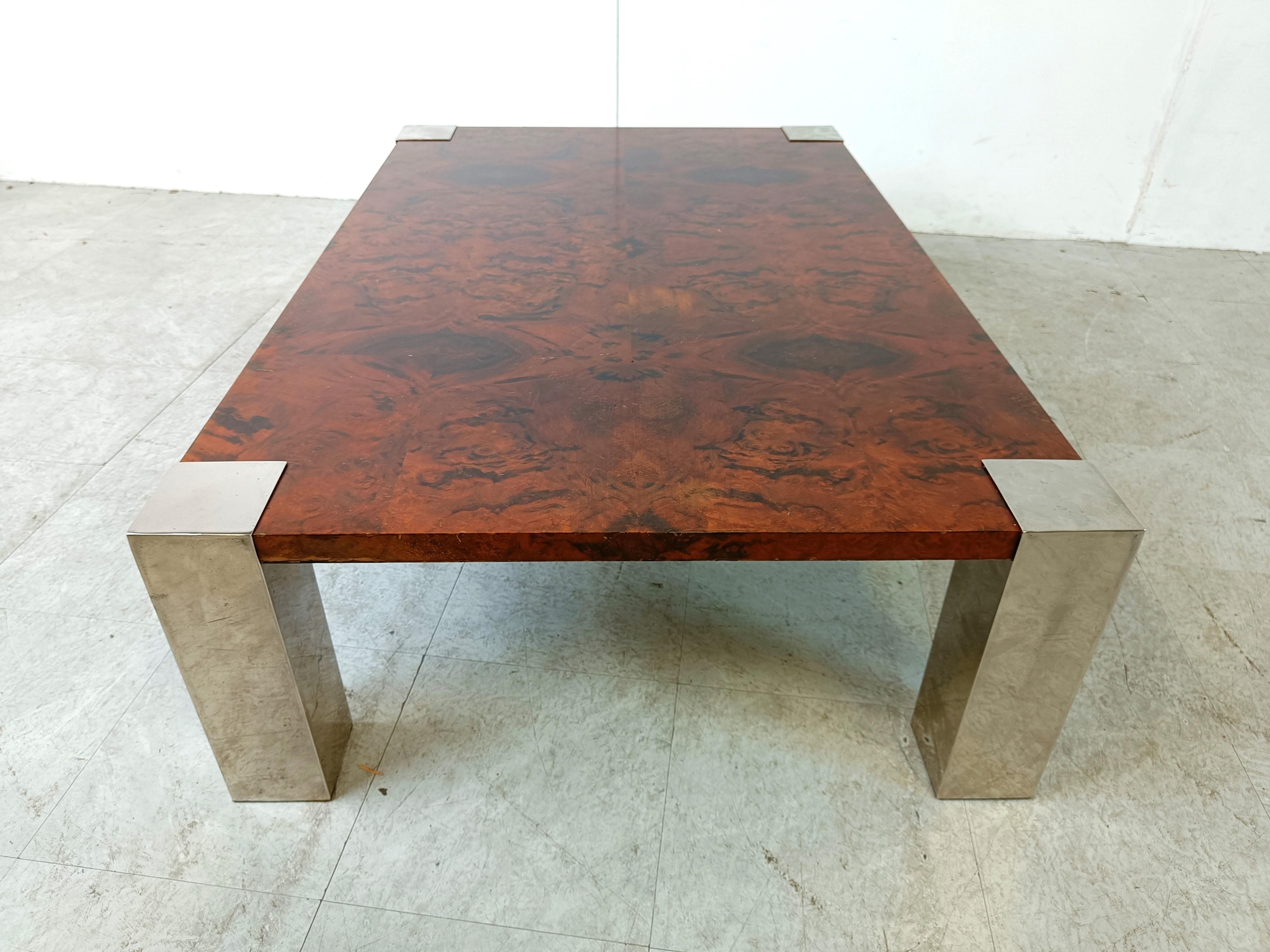 Vintage burl wood coffee table by Cidue, 1970s  For Sale 2