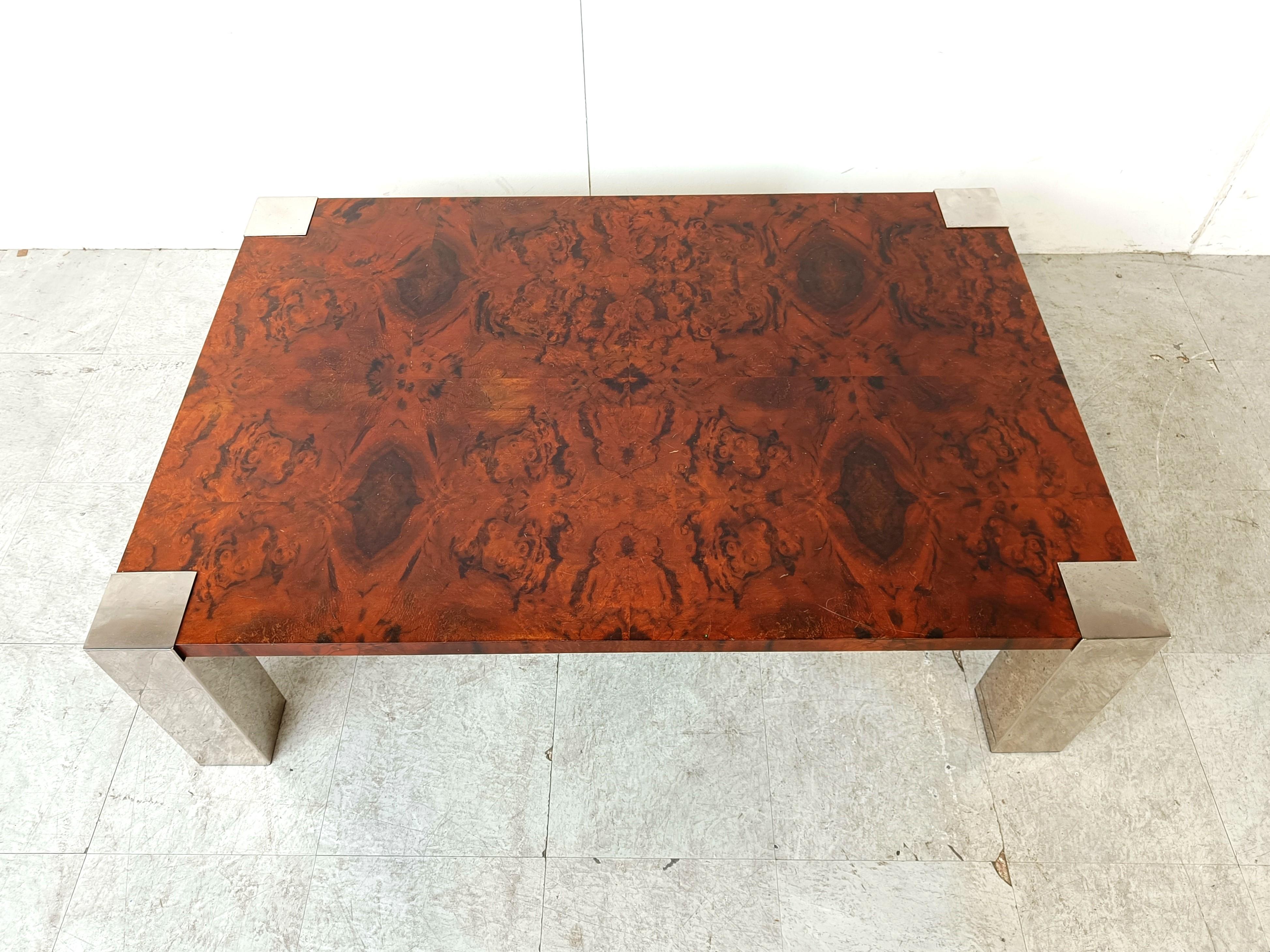 Italian Vintage burl wood coffee table by Cidue, 1970s  For Sale