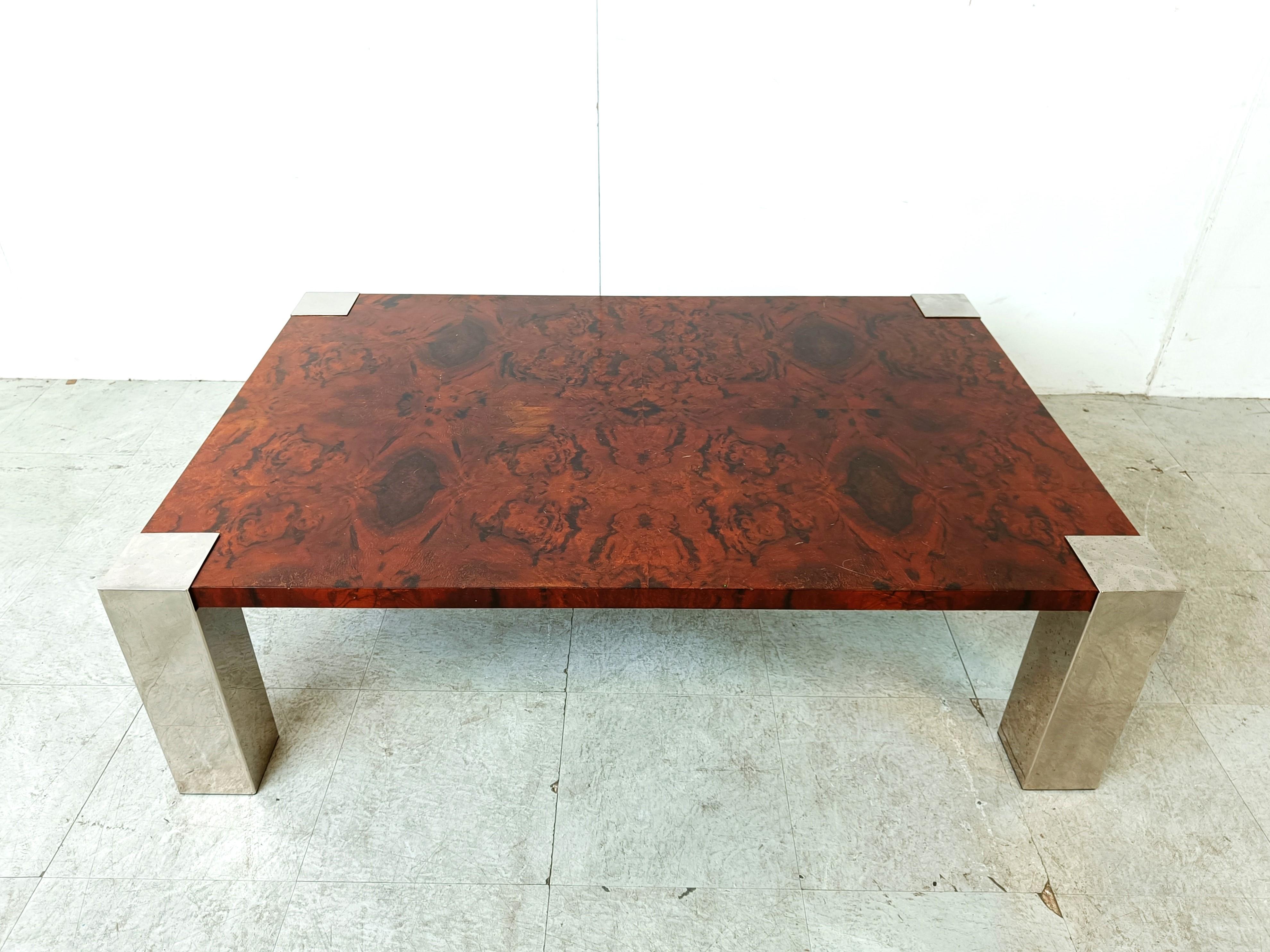 Vintage burl wood coffee table by Cidue, 1970s  In Good Condition For Sale In HEVERLEE, BE