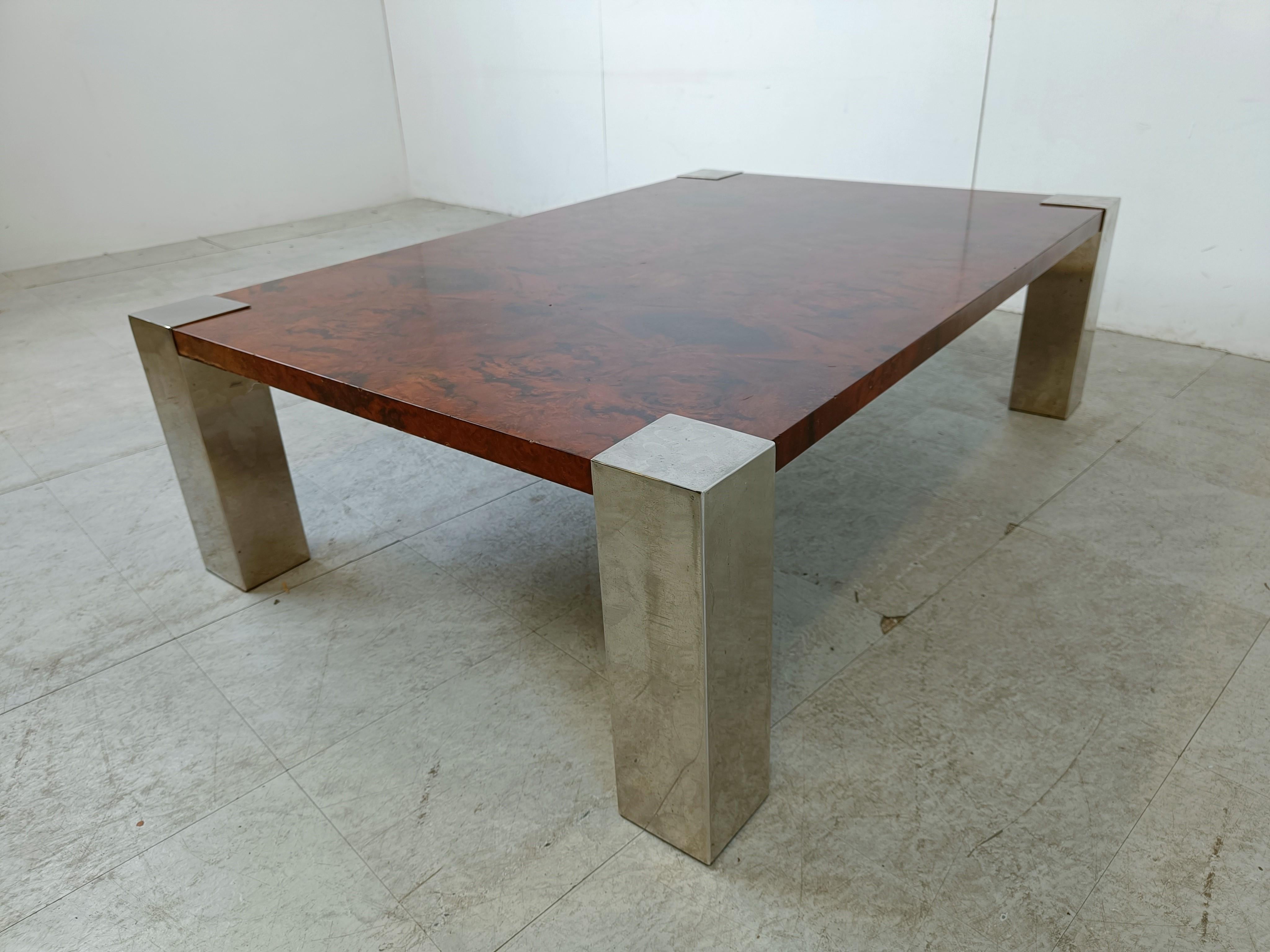 Vintage burl wood coffee table by Cidue, 1970s  For Sale 1