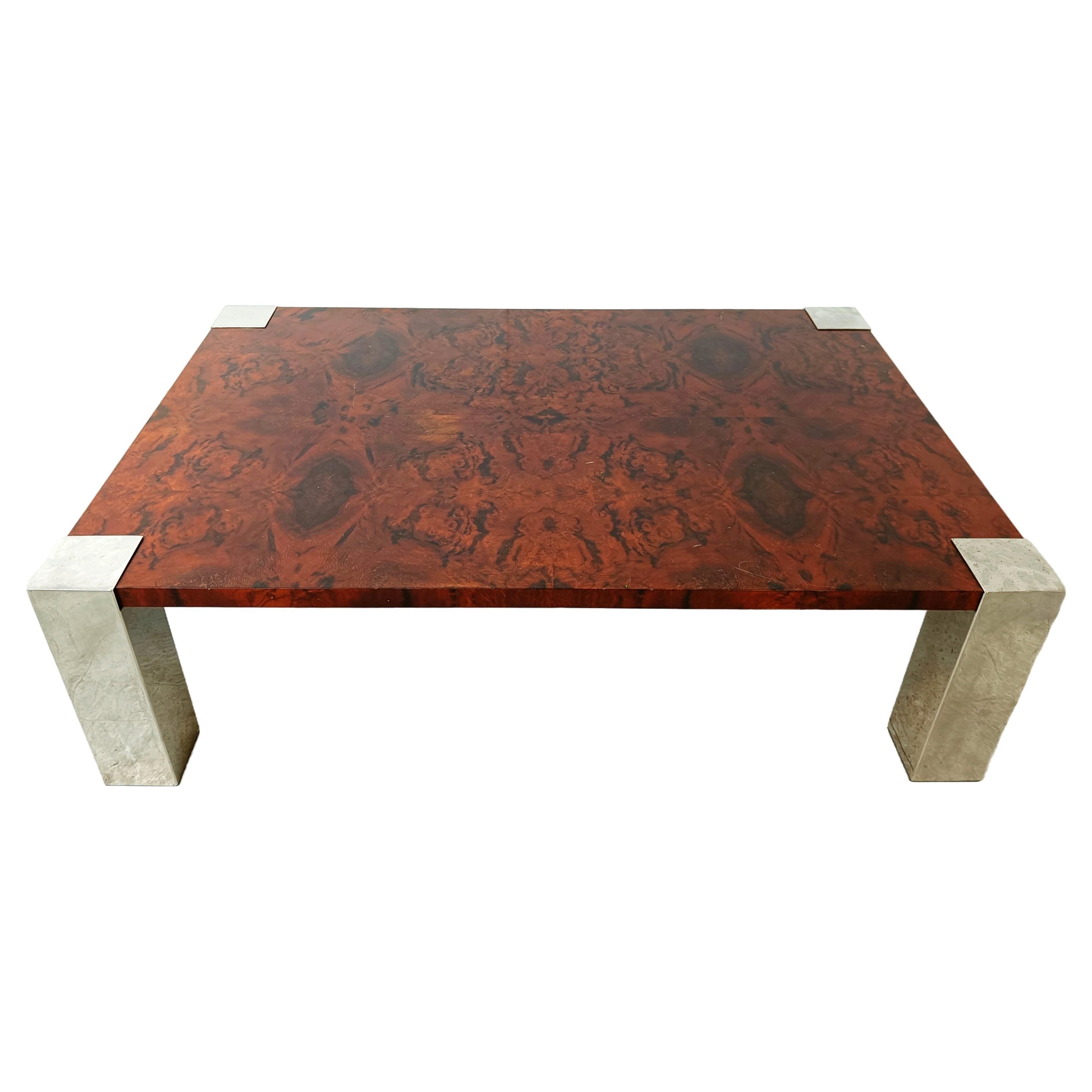 Vintage burl wood coffee table by Cidue, 1970s  For Sale
