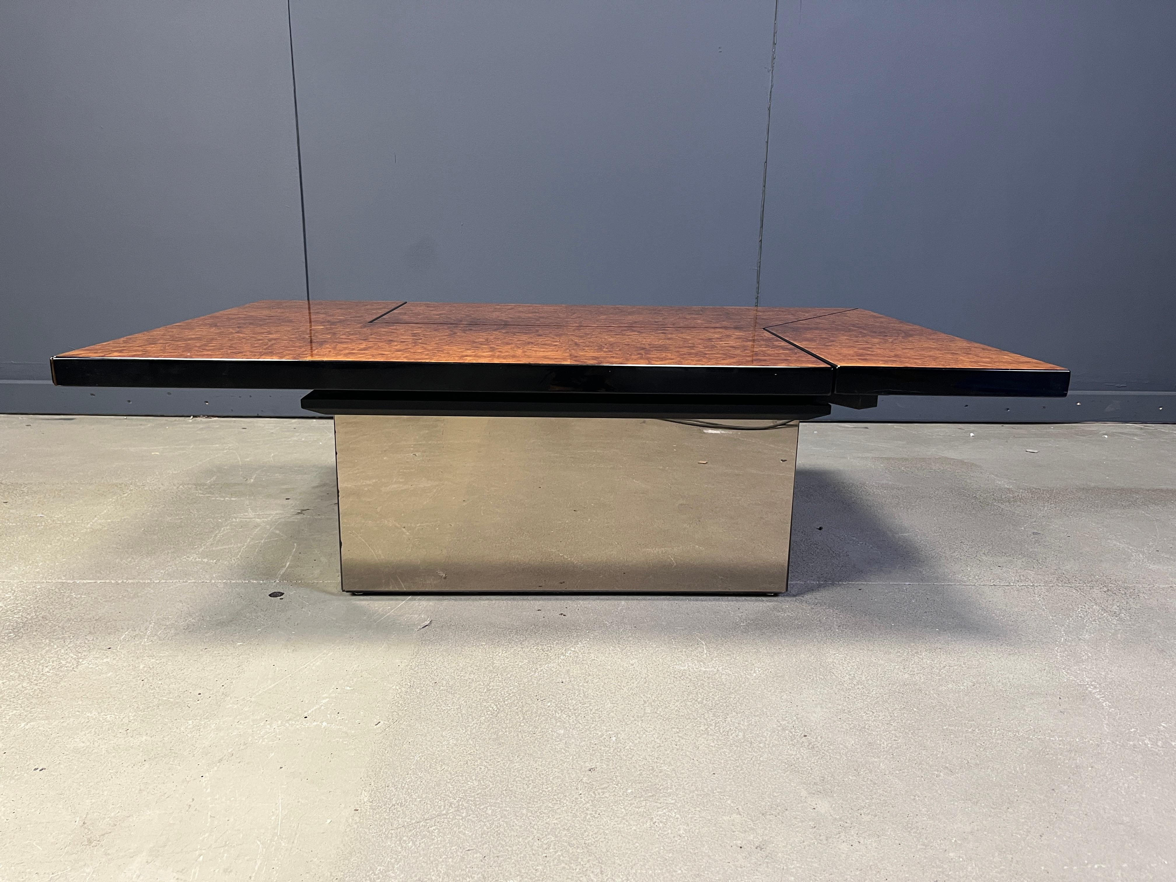 Table basse vintage en bois de ronce de Paul Michel, années 1970 en vente 5