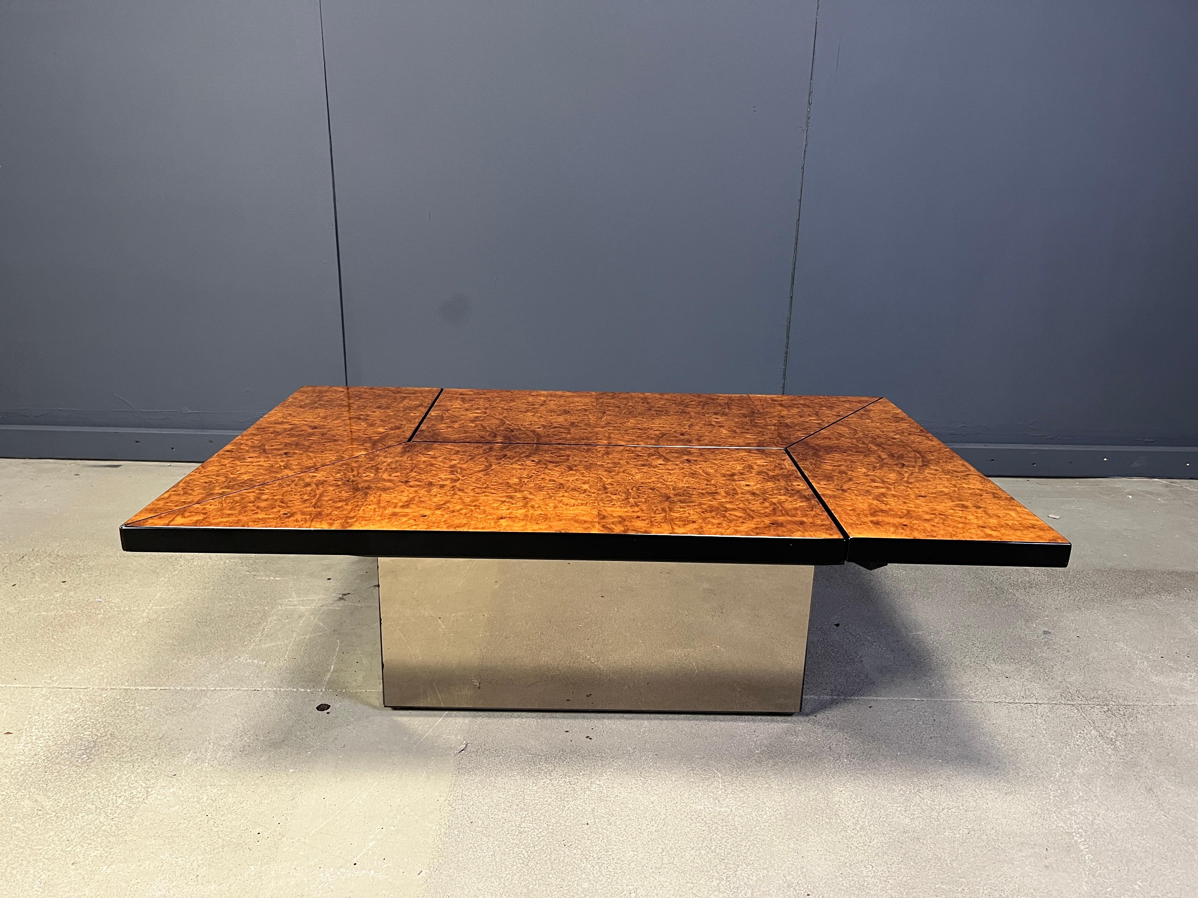 Table basse vintage en bois de ronce de Paul Michel, années 1970 en vente 6