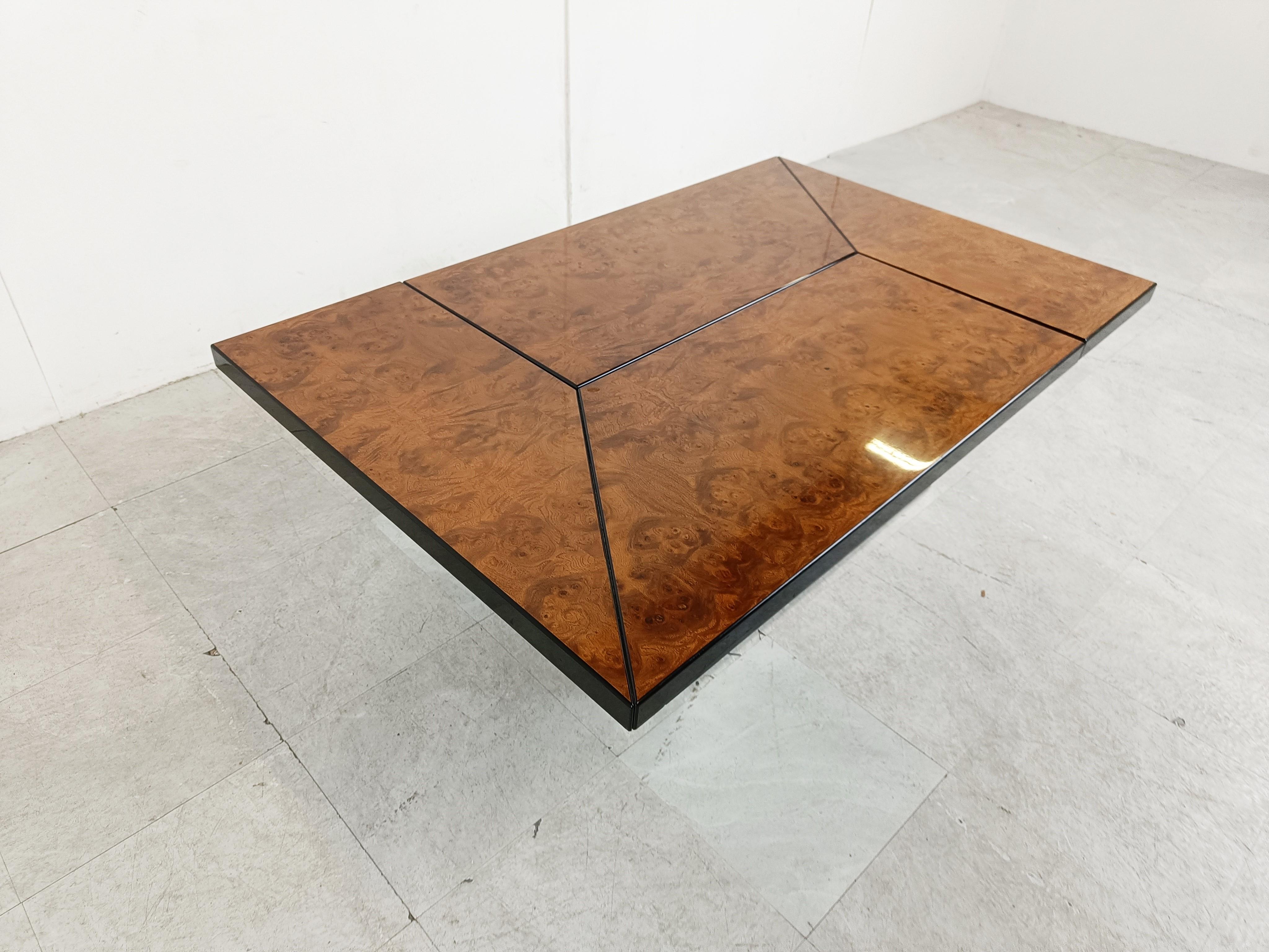 French Vintage Burl Wood Coffee Table by Paul Michel, 1970s