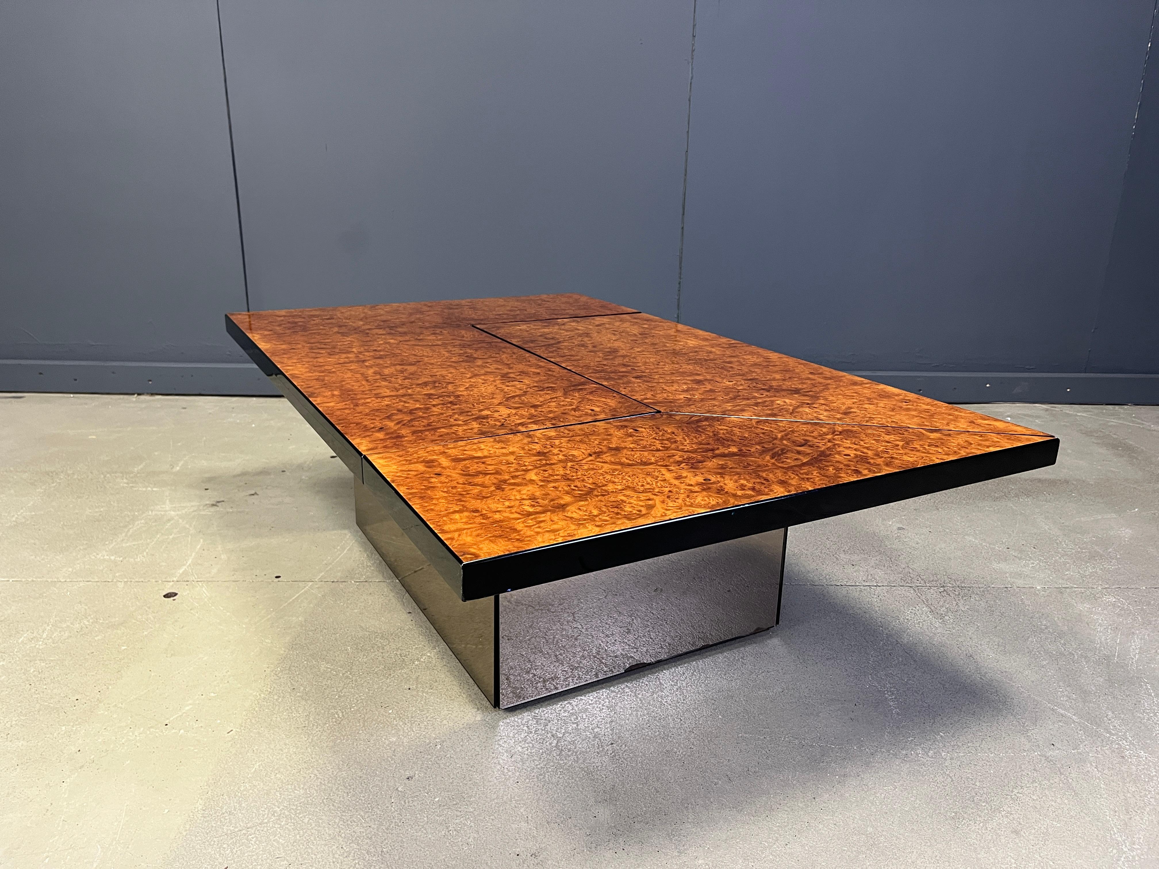 Table basse vintage en bois de ronce de Paul Michel, années 1970 Bon état - En vente à Leuven, Vlaams Gewest