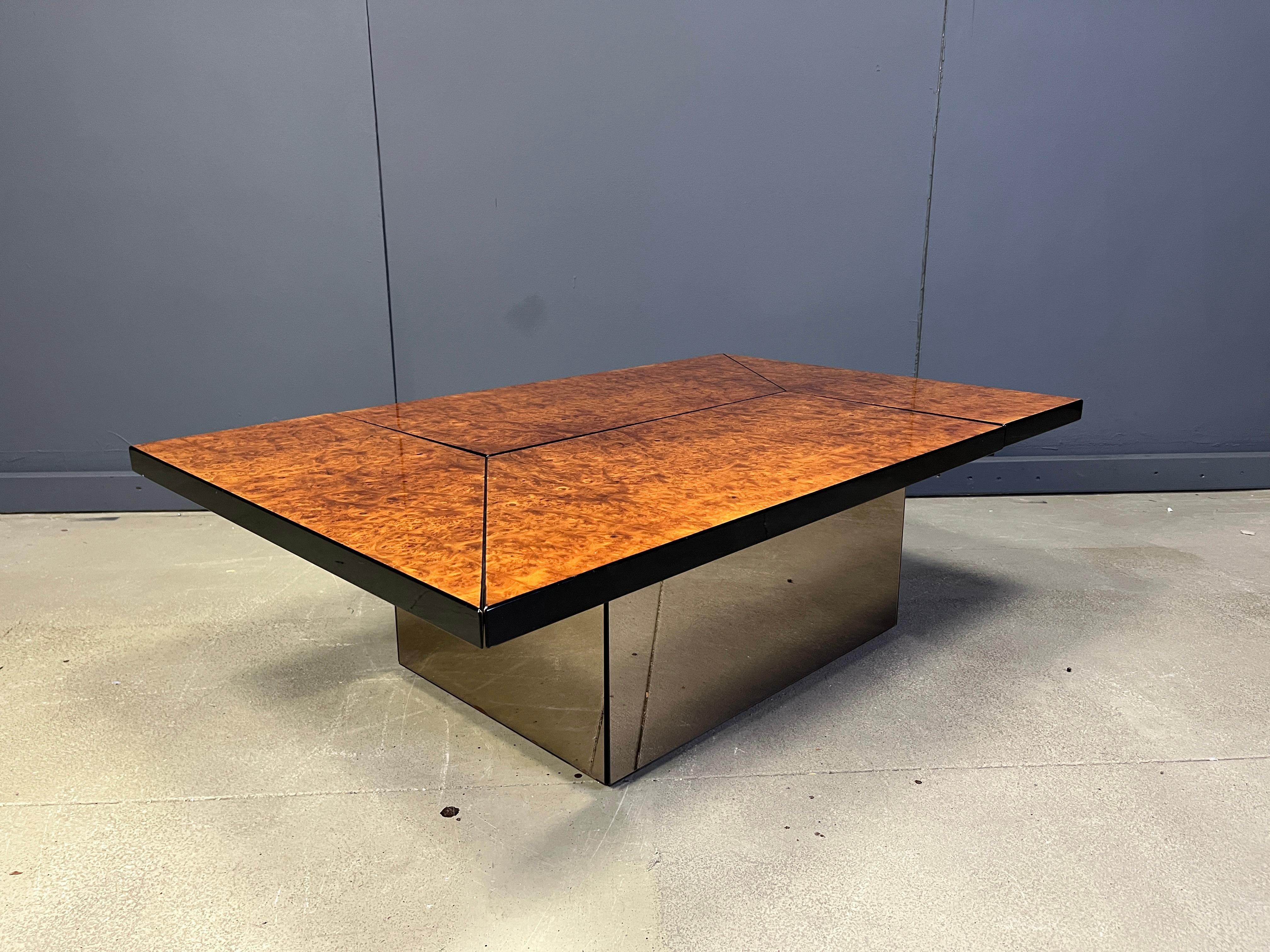 Fin du 20e siècle Table basse vintage en bois de ronce de Paul Michel, années 1970 en vente