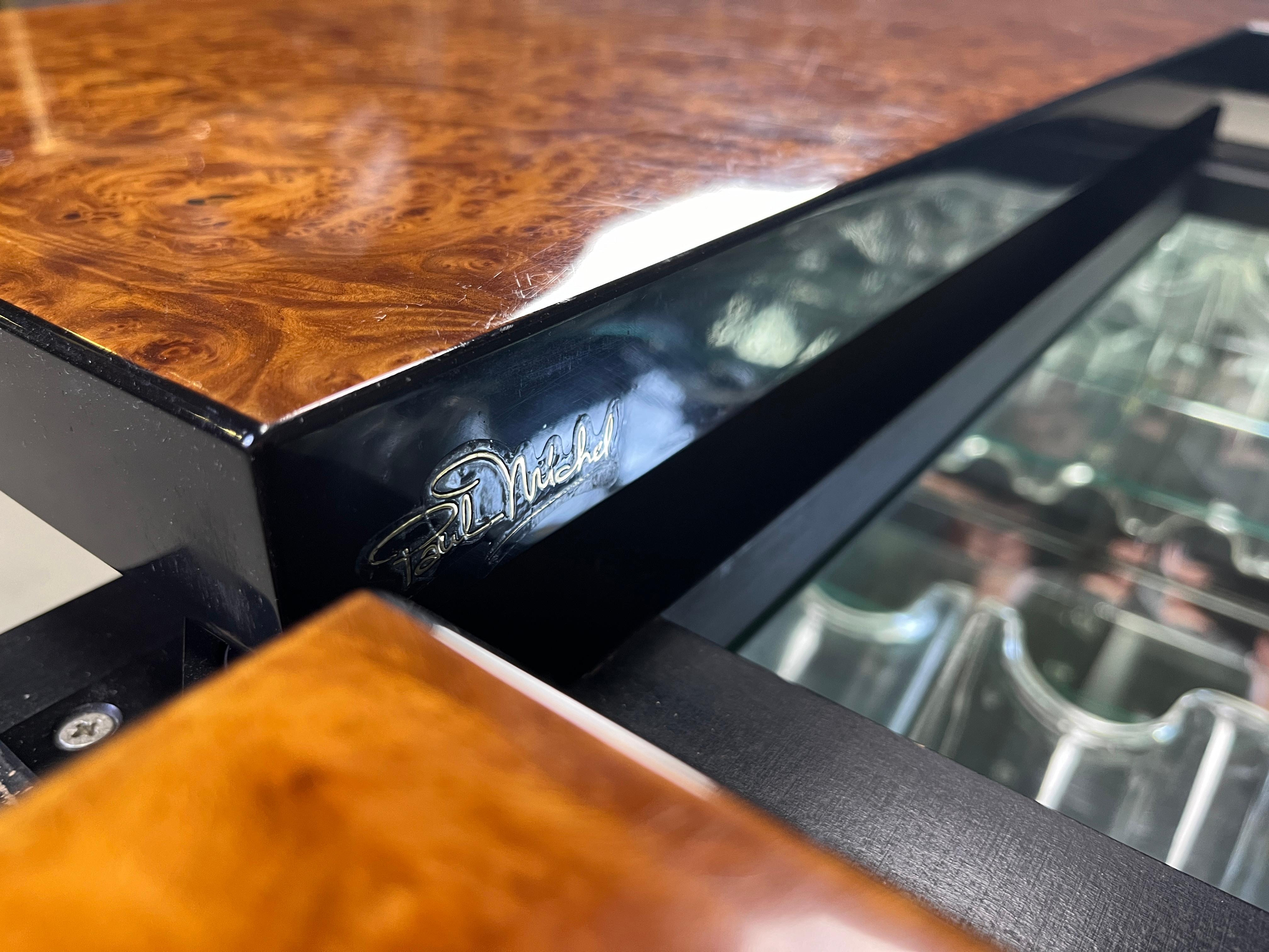 Miroir Table basse vintage en bois de ronce de Paul Michel, années 1970 en vente