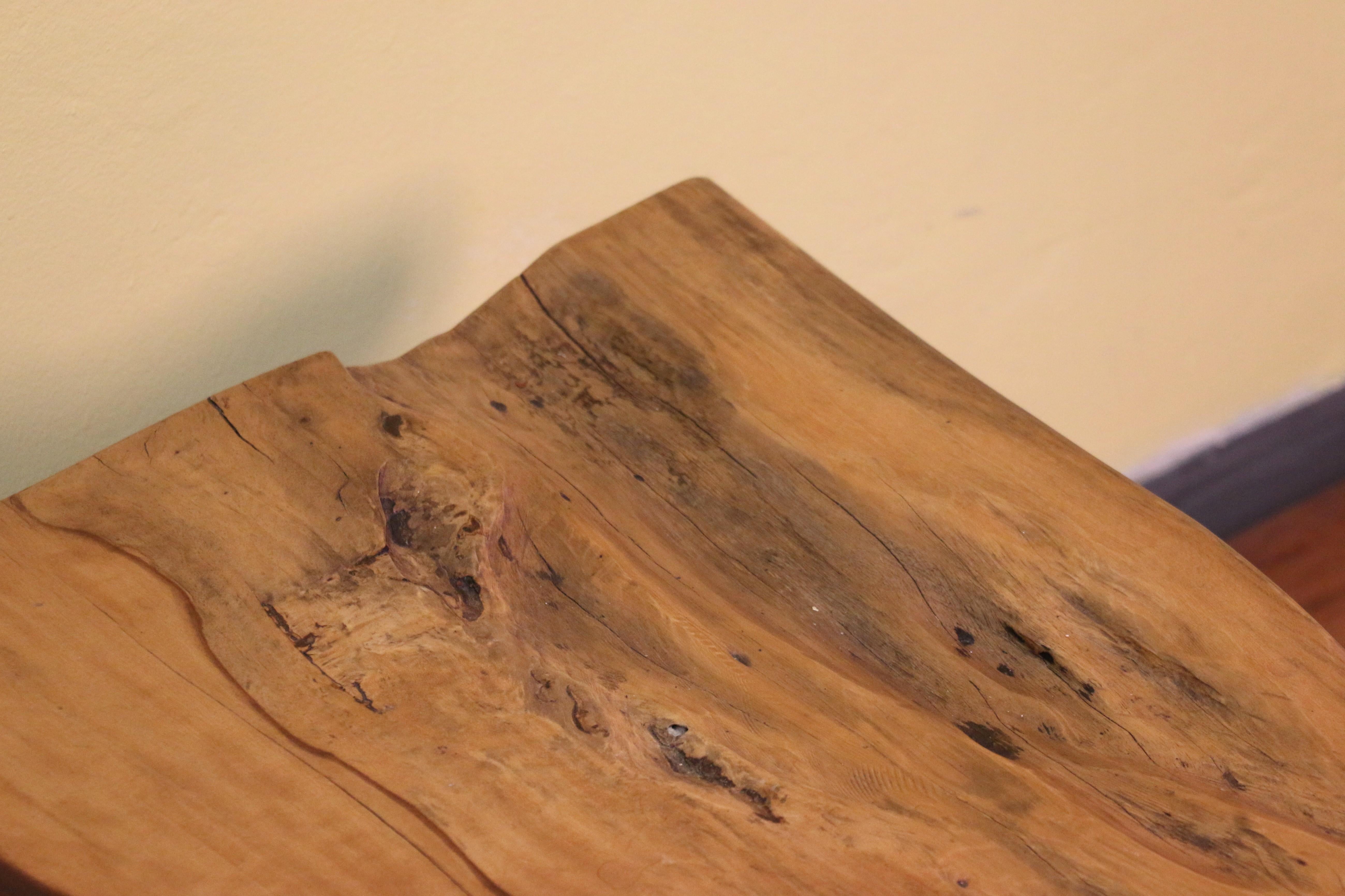 Vintage Burl Wood Coffee Table With Solid Tree Trunk Bases For Sale 5