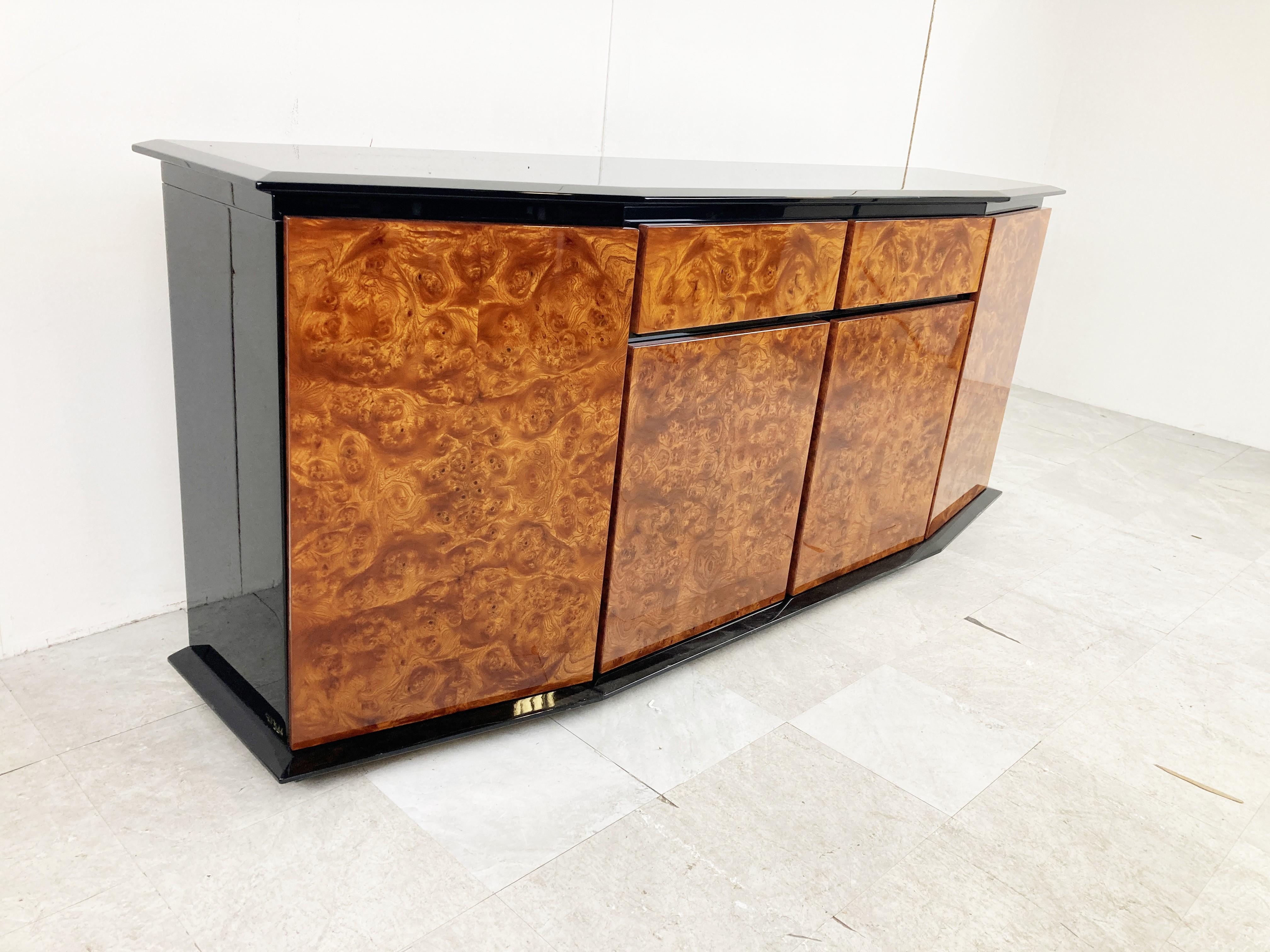 Late 20th Century Vintage Burl Wood Credenza by Paul Michel, 1980s For Sale