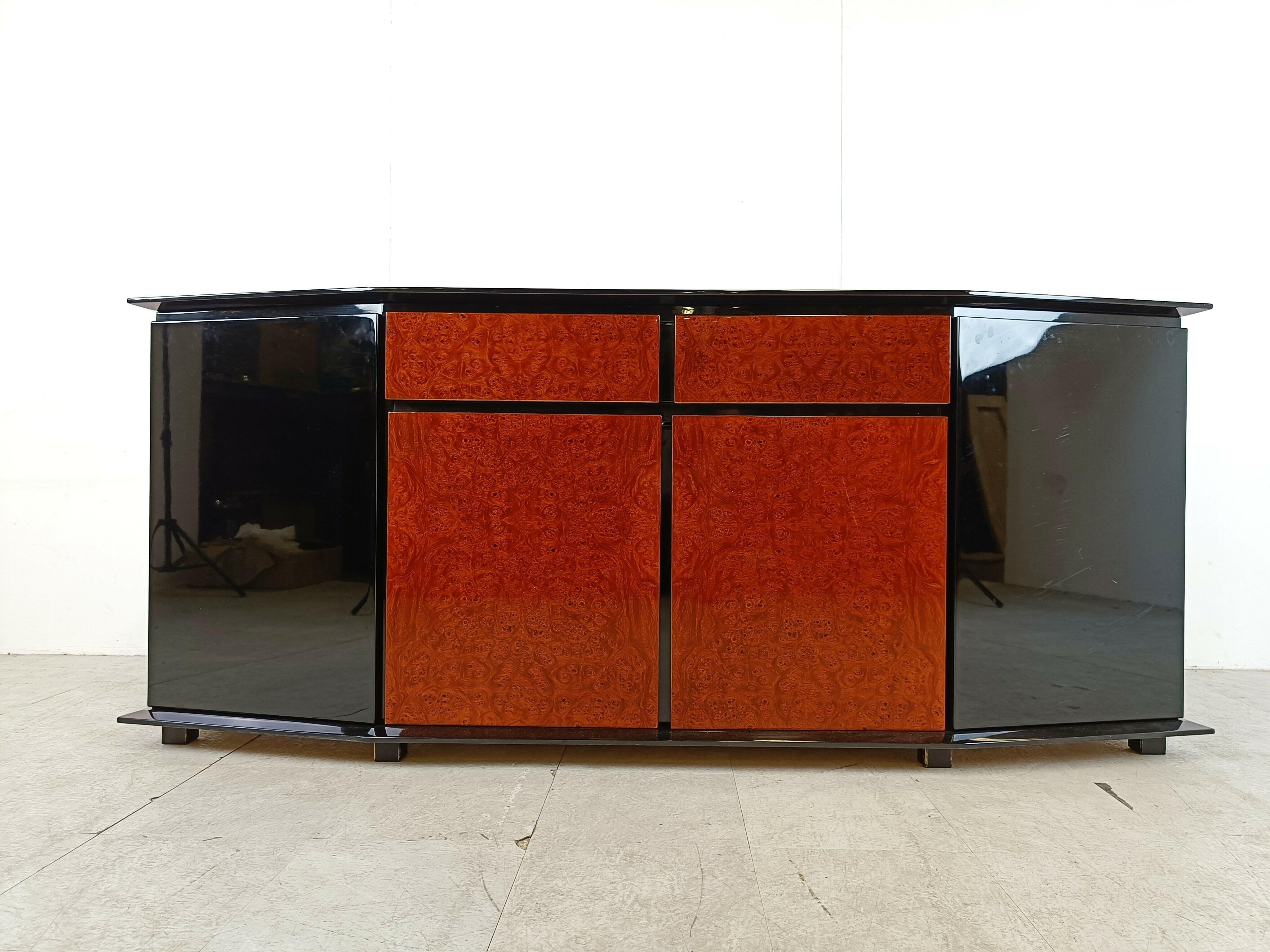 Vintage burl wood credenza by Paul Michel, 1980s