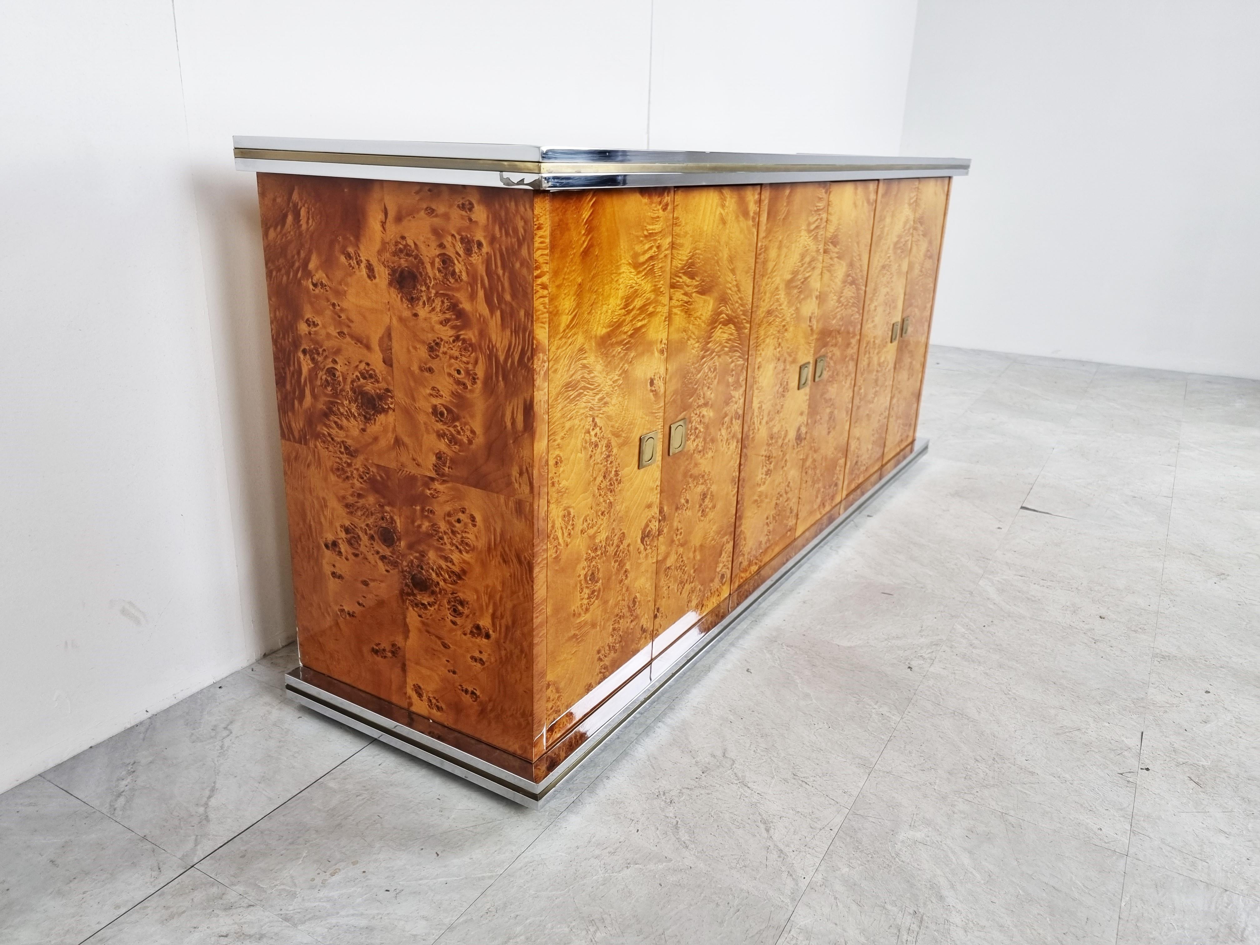 Hollywood Regency Vintage Burl Wood Credenza by Willy Rizzo, 1970s