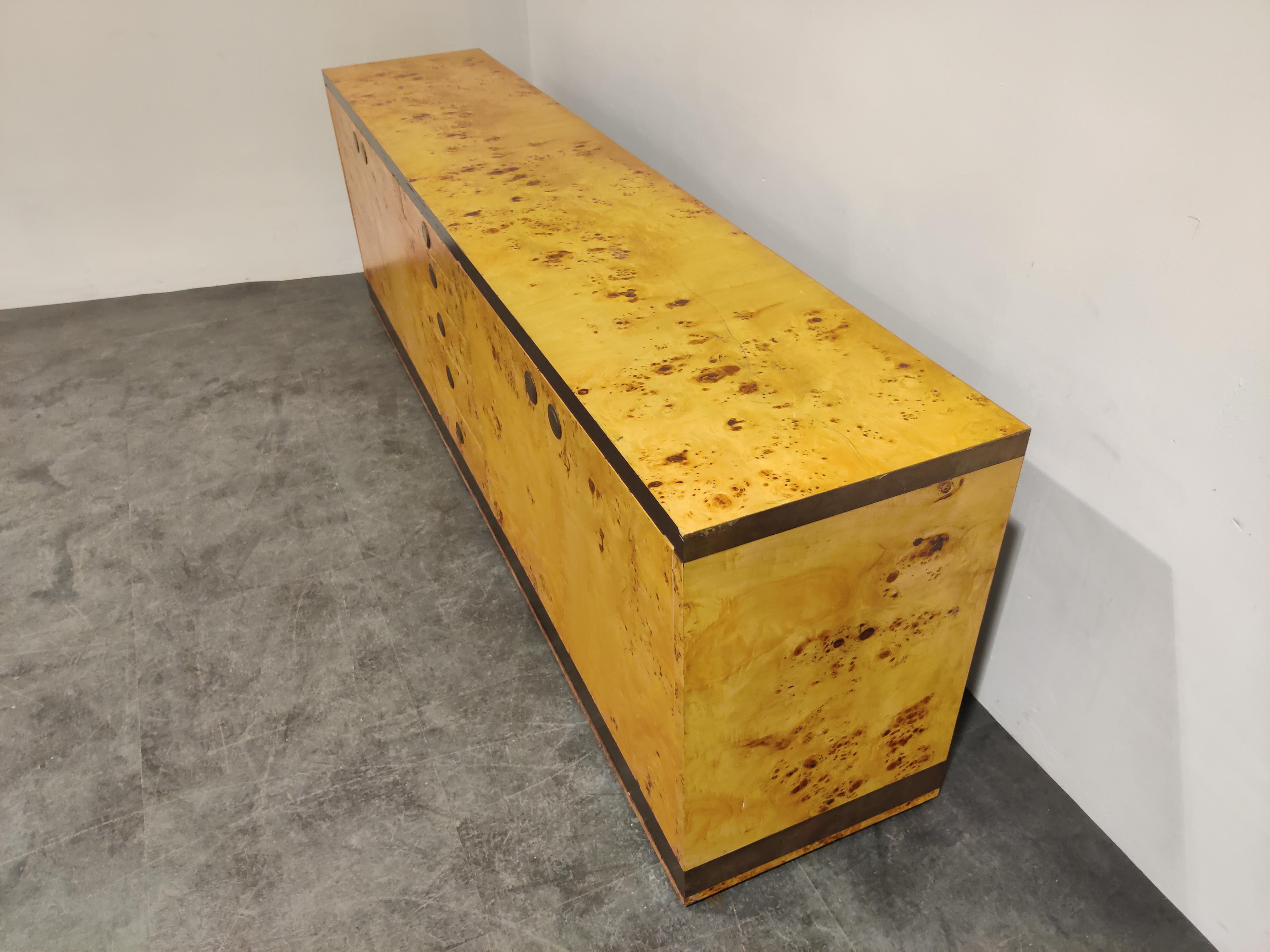 Vintage Burl Wood Credenza by Willy Rizzo, 1970s 1