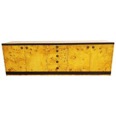 Vintage Burl Wood Credenza by Willy Rizzo, 1970s