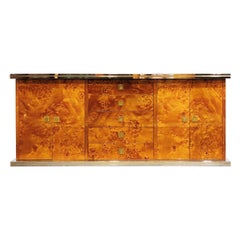 Vintage Burl Wood Credenza by Willy Rizzo, 1970s