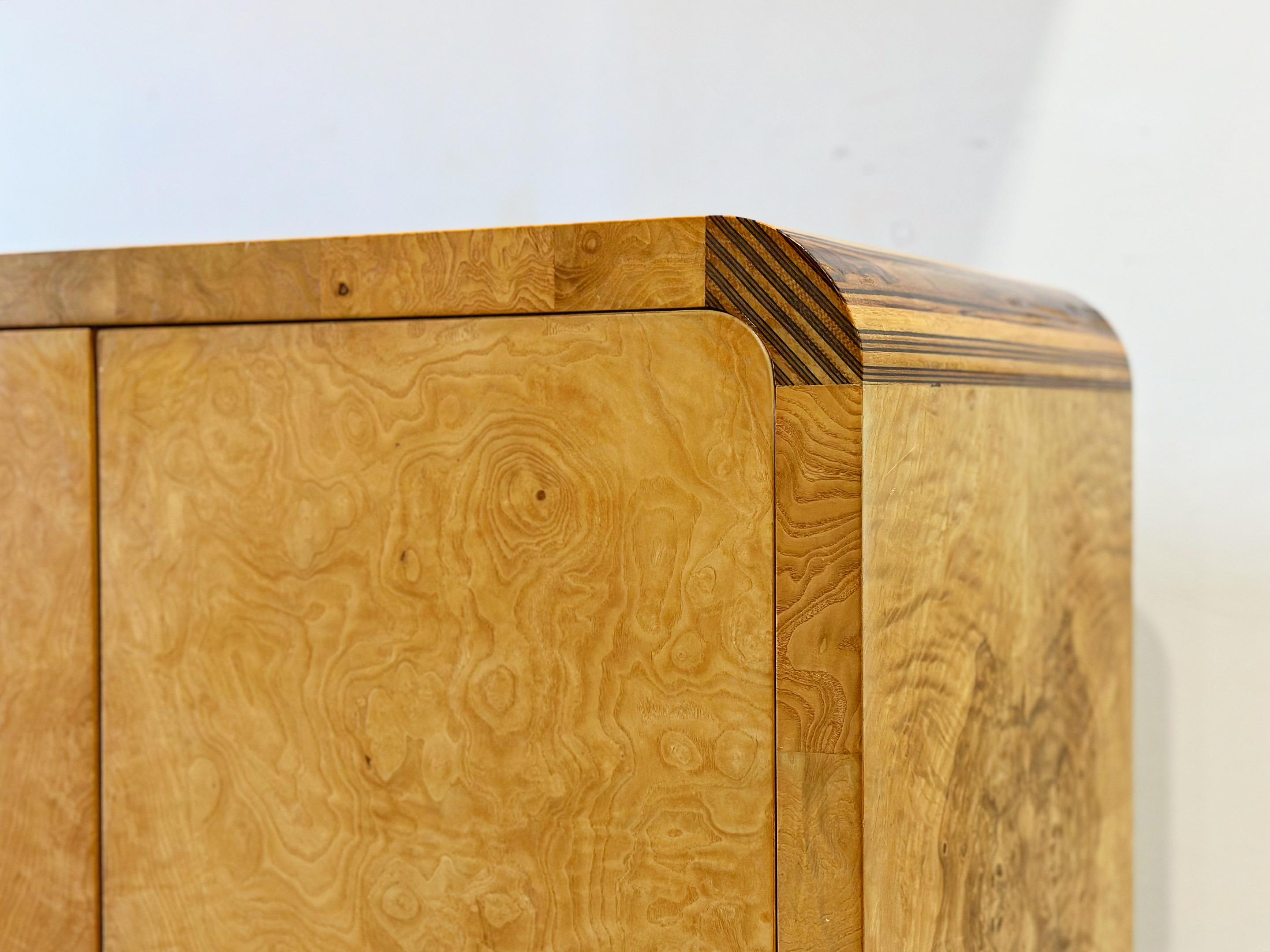 American Vintage Burl Wood Credenza - Henredon Scene Two - Organic Modern Cabinet
