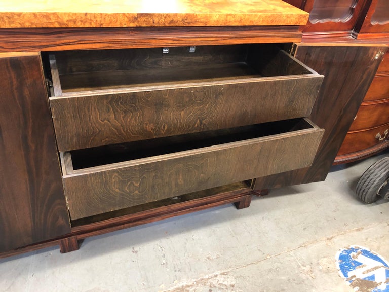 Vintage Burl wood Credenza with Rosewood Trim at 1stDibs