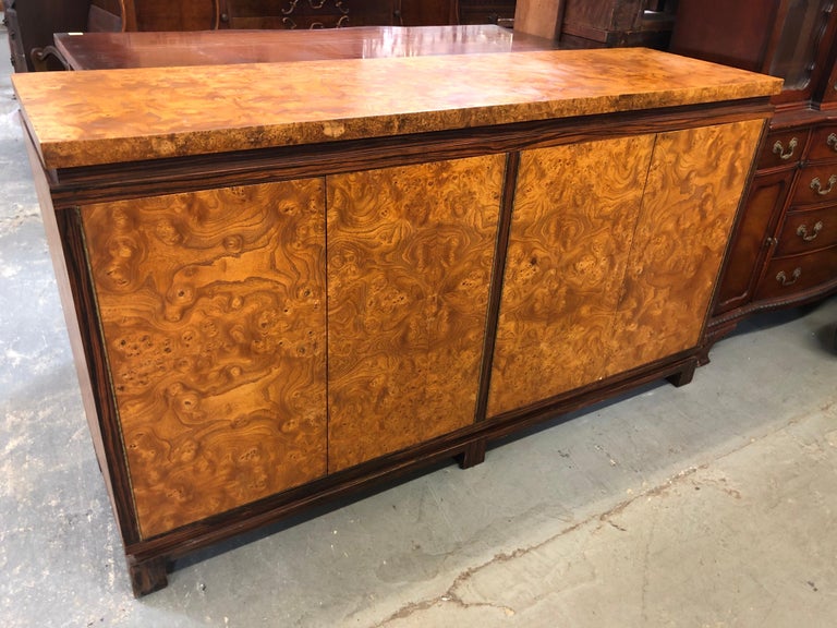 Vintage Burl wood Credenza with Rosewood Trim at 1stDibs