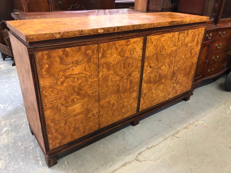 Vintage Burl wood Credenza with Rosewood Trim at 1stDibs